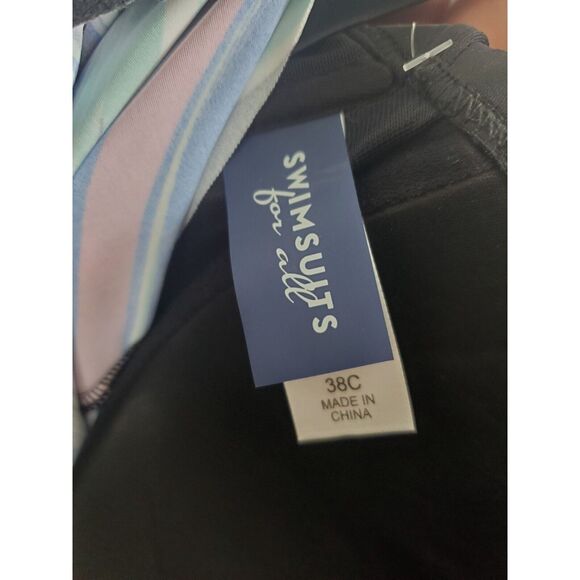 Swim Suits For All Swim Top 38C Multicolor Striped Bra Insert Padded Adjustable - Picture 4 of 5